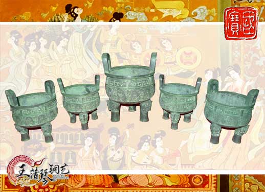 銅鼎，銅五鼎，中國鼎，佛像用鼎